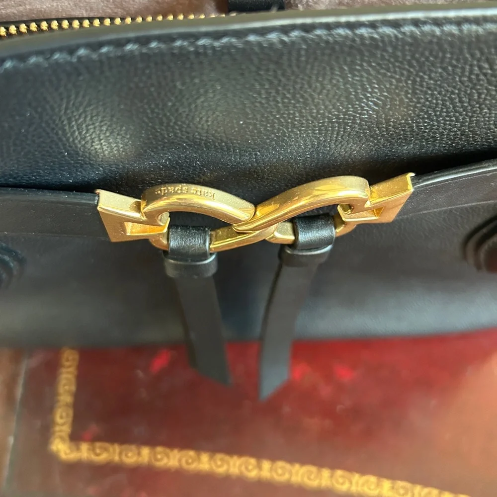 kate spade Black Leather Tote with Gold Hardware